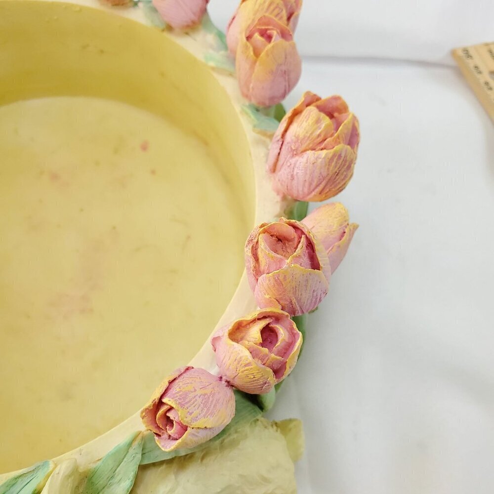 VTG Decorative Easter Rabbit & Tulip Design Bowl Spring Time Planter Candy Dish - Picture 3 of 16